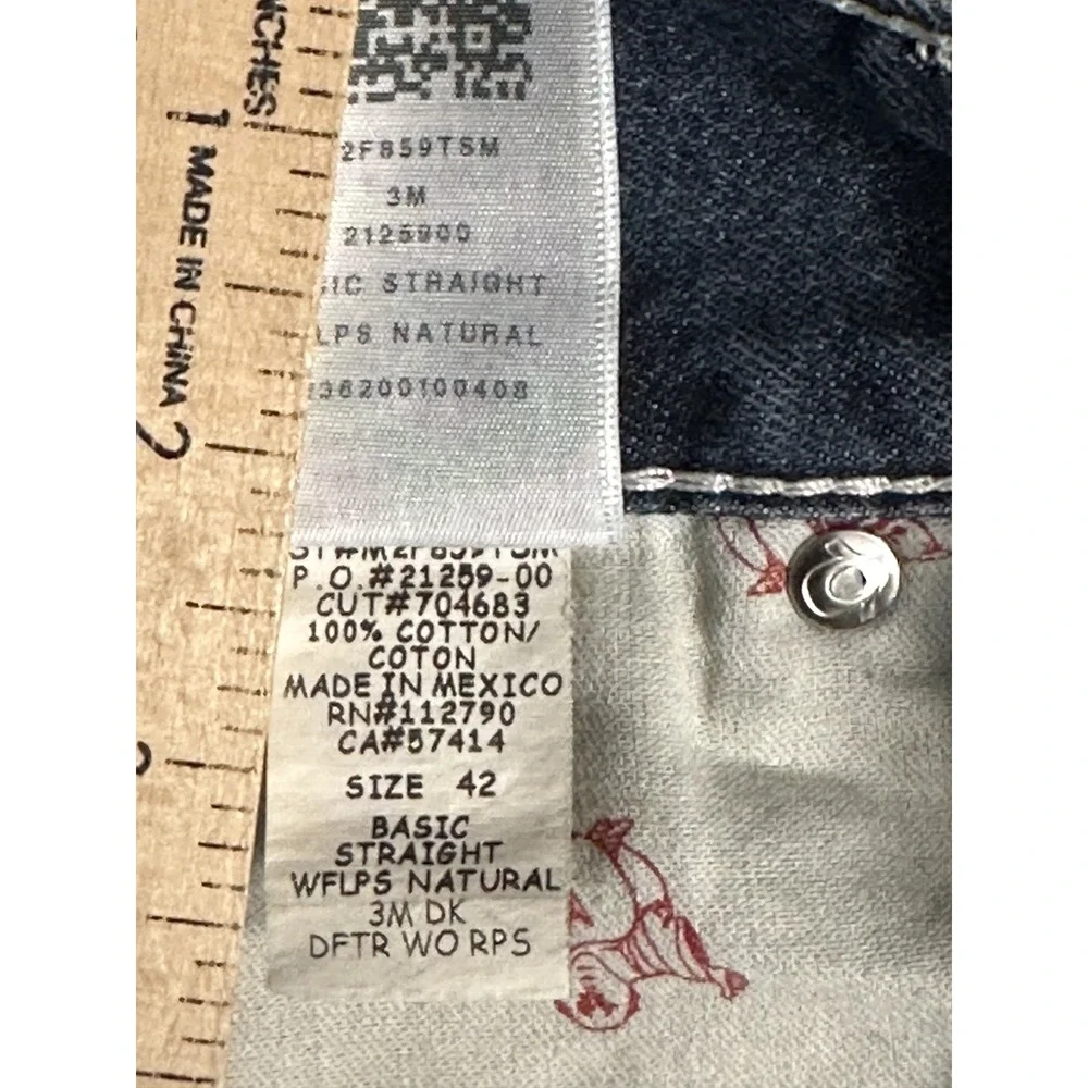 True Religion Men's Medium Wash Blue Straight Fit Denim Jeans 42x30 Flap